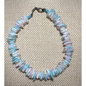 Chip Stone Bracelet Vintage Blue White Purple With Lobster Clasp